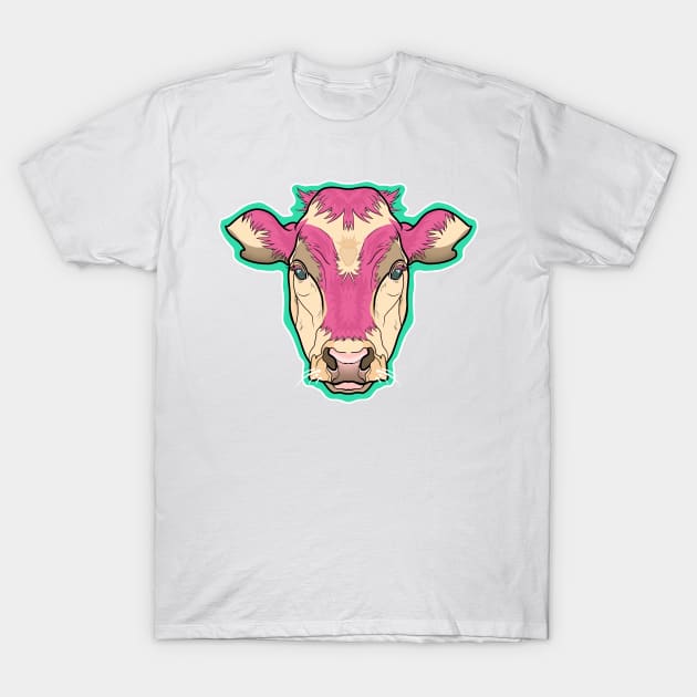 Strawberry cow symmetrical portrait style T-Shirt by illustratelaw